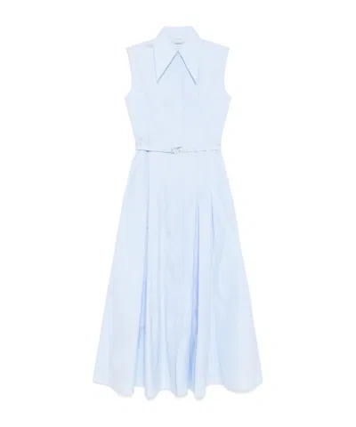 Gabriela Hearst Becca Belted Cotton Poplin Maxi Shirt Dress In Light Blue