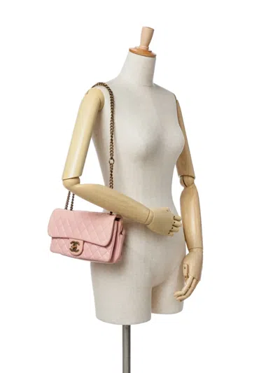 Pre-owned Chanel 2013-2014 Quilted Calfskin Cc Crown Flap Shoulder Bag In Pink