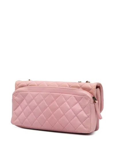 Pre-owned Chanel 2013-2014 Quilted Calfskin Cc Crown Flap Shoulder Bag In Pink