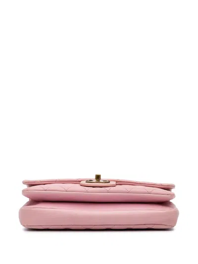 Pre-owned Chanel 2013-2014 Quilted Calfskin Cc Crown Flap Shoulder Bag In Pink