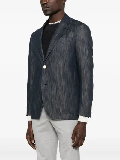 Lardini Denim Blazer In Blue