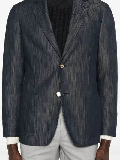 Lardini Denim Blazer In Blue
