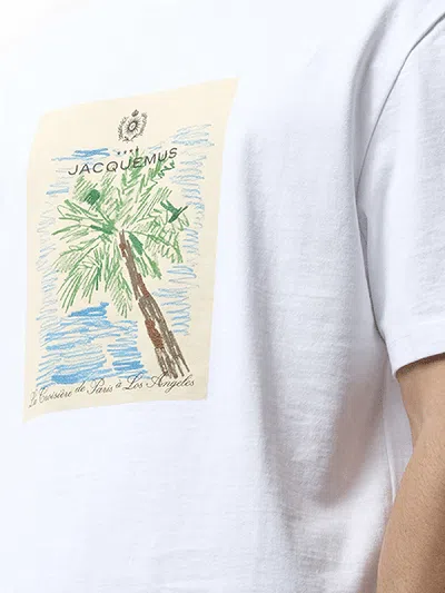 Jacquemus 'le T-shirt Marino' White Crewneck T-shirt With Maxi Print On The Front