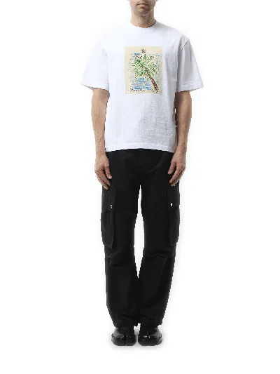Jacquemus 'le T-shirt Marino' White Crewneck T-shirt With Maxi Print On The Front