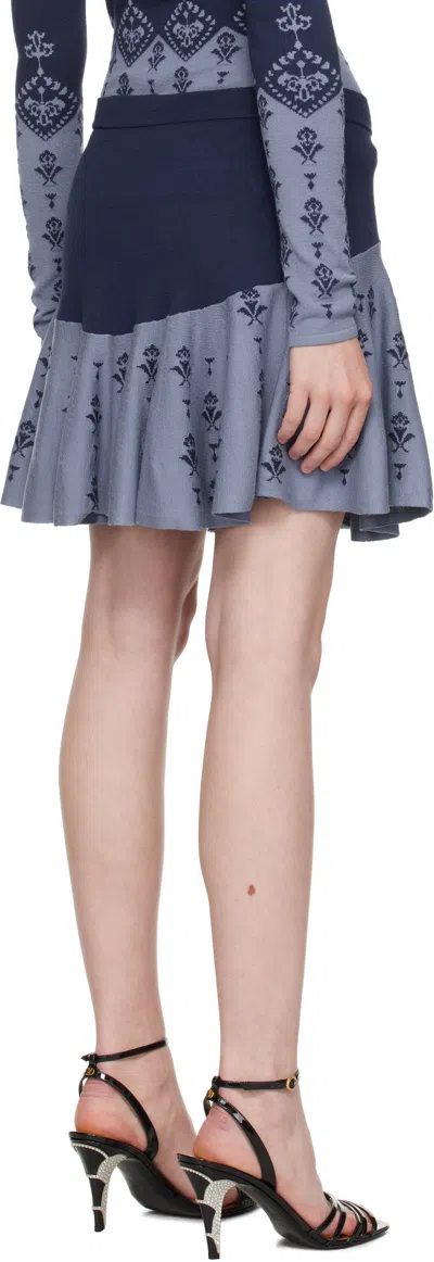 Conner Ives Two-tone Jacquard-knit Mini Skirt In Blue