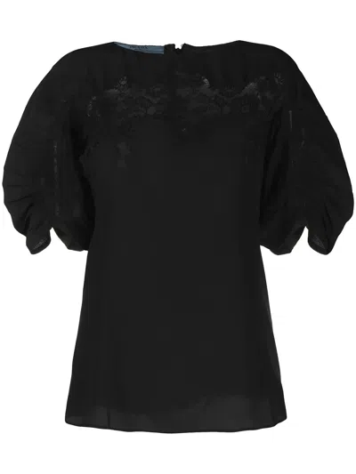 Prada Lace-panel Silk Blouse