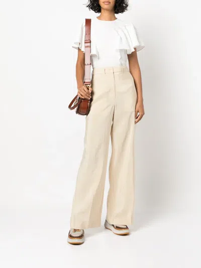 Chloé Linen Flutter Sleeve Top