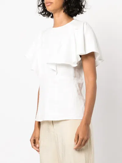 Chloé Linen Flutter Sleeve Top