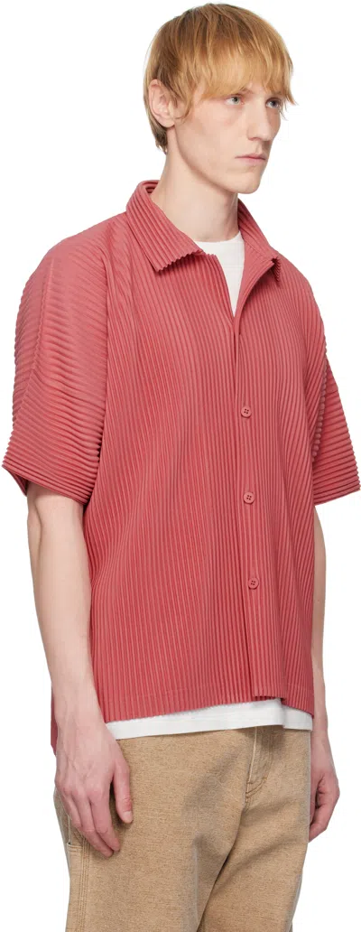 Issey Miyake Dusky Red Pleated Fabric Mc April Shirt