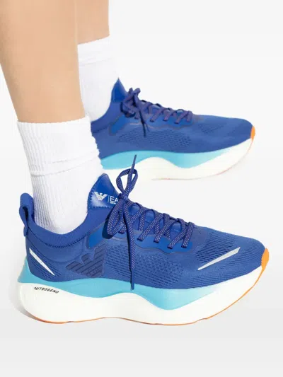 Ea7 Logo-patch Trainers In Blue