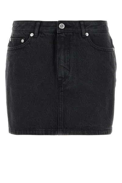 Apc A.p.c. Black Denim Mini Skirt