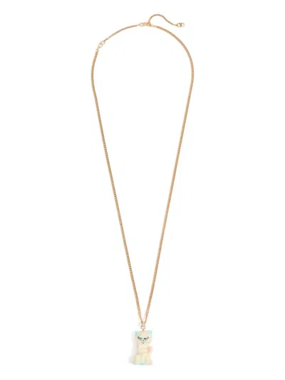 Valentino Garavani Multicolor Nylon And Metal Le Chat De La Maison Necklace In Gold