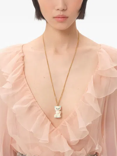 Valentino Garavani Multicolor Nylon And Metal Le Chat De La Maison Necklace In Gold
