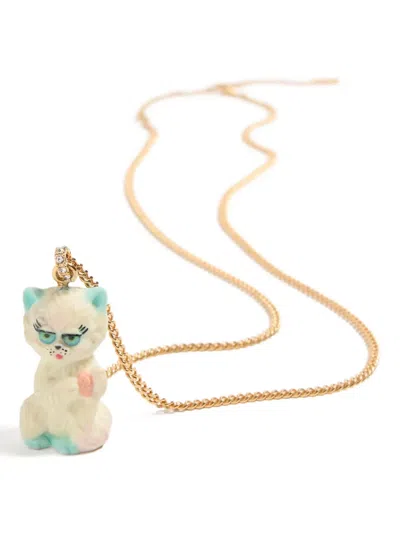 Valentino Garavani Multicolor Nylon And Metal Le Chat De La Maison Necklace In Gold