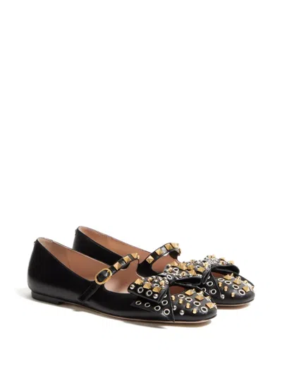 Valentino Garavani Ballerina Mary-jane Bowow With Studs In Multi