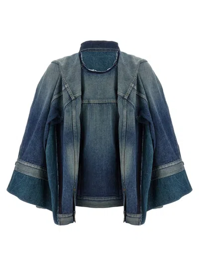 Junya Watanabe Double-layer Faded Denim Jacket With Chest Pockets