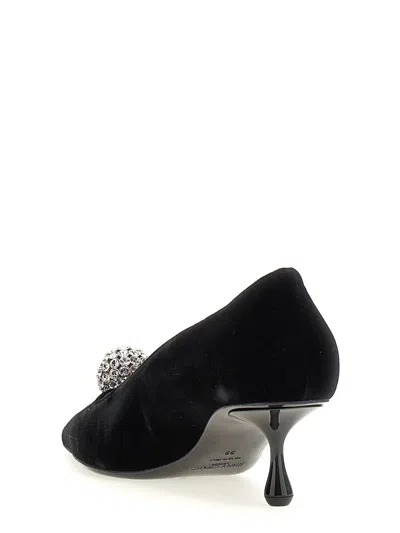 Jimmy Choo Orb 95 Velvet Pumps In Black