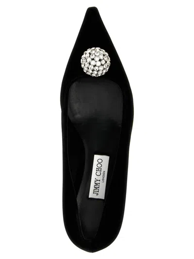 Jimmy Choo Orb 95 Velvet Pumps In Black