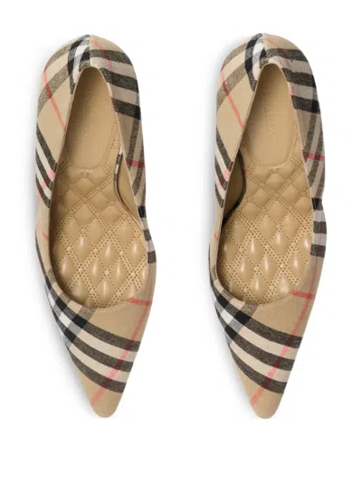 Burberry Archivio Check Baby Pumps In Alabaster Ip Check