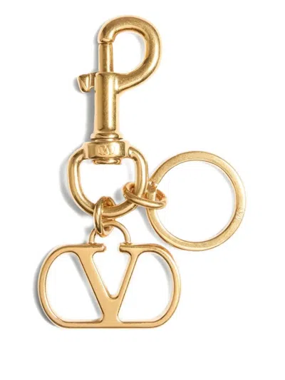 Valentino Garavani Vlogo Signature Metal Bag Charm With Key Ring In Nude
