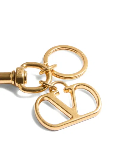 Valentino Garavani Vlogo Signature Metal Bag Charm With Key Ring In Nude