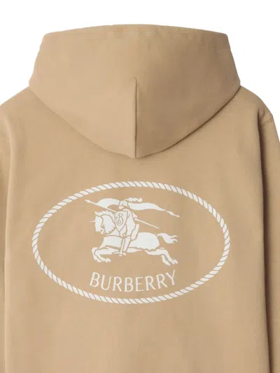Burberry Knight Stamp Hoodie With Front Pocket In Nude