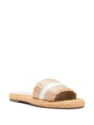 Aquazzura Flat Woven Open Toe Slippers In Neutral