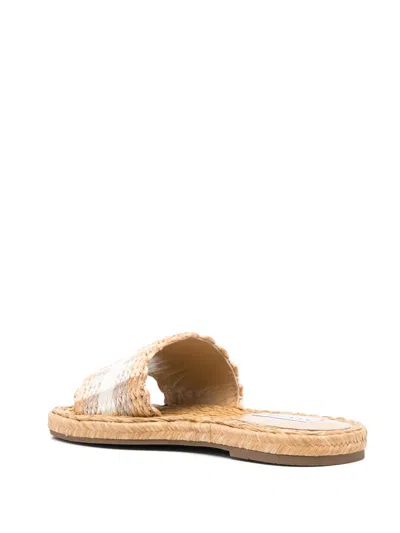 Aquazzura Flat Woven Open Toe Slippers In Neutral