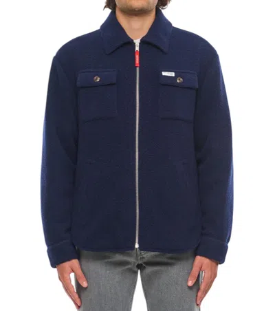 Fay Jacket Wool Blend Buttoned Cuffs In Blue