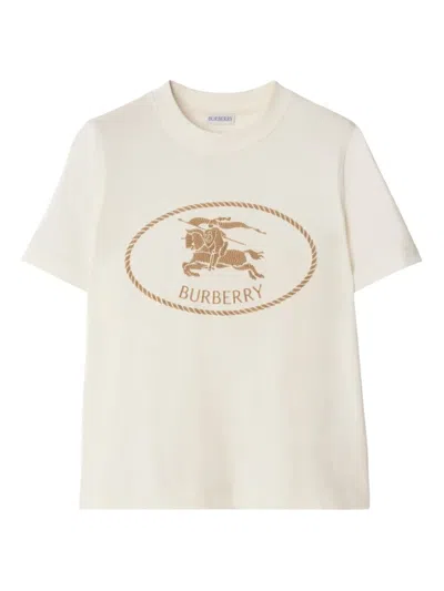 Burberry T-shirt In Cotone Con Knight Stamp