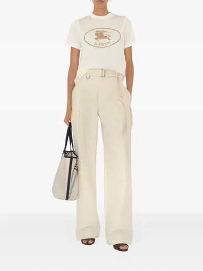 Burberry T-shirt In Cotone Con Knight Stamp