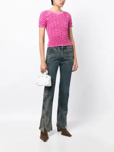 Ponder.er Ruched-detailing Cotton T-shirt In Pink