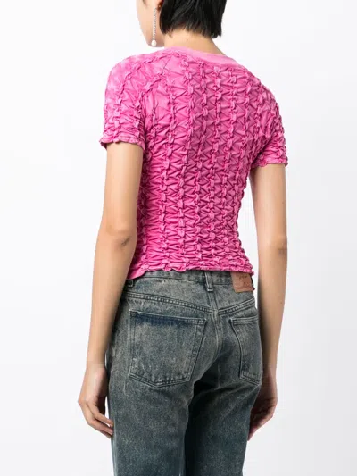 Ponder.er Ruched-detailing Cotton T-shirt In Pink