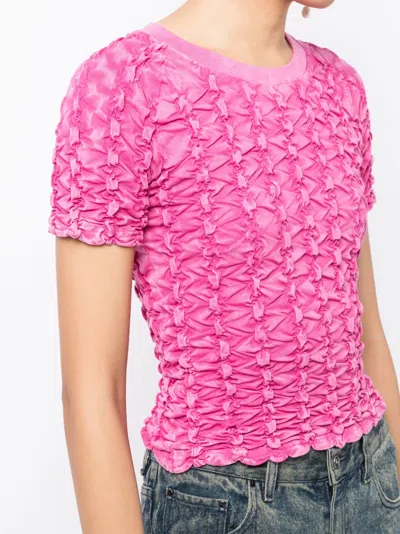 Ponder.er Ruched-detailing Cotton T-shirt In Pink