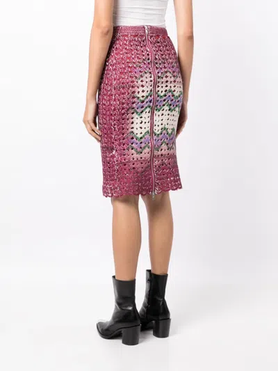 Ponder.er Graphic-print Crochet-knit Midi Skirt In Red