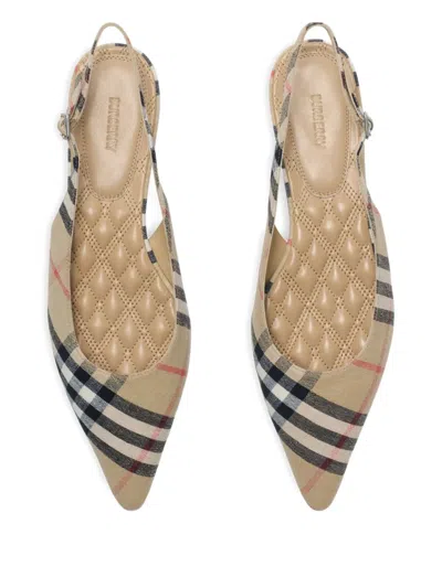 Burberry Check Birdie Slingback Ballerina Flats Women In Multi