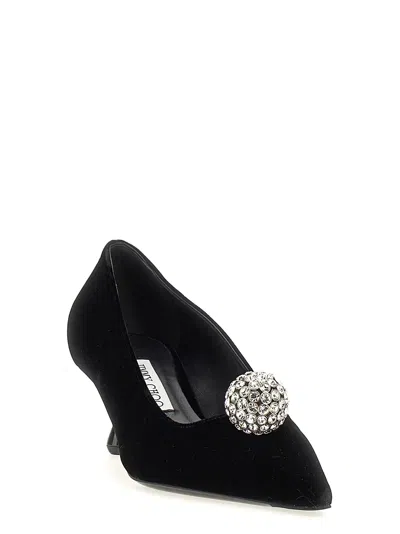 Jimmy Choo Orb 95 Velvet Pumps In Black