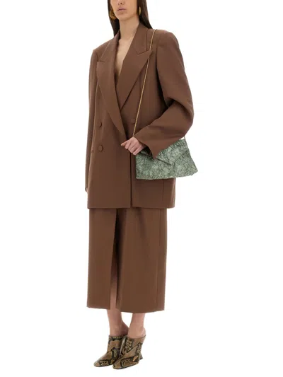 Dries Van Noten Waist Belt Skirt With Slit And Pleats In Brown