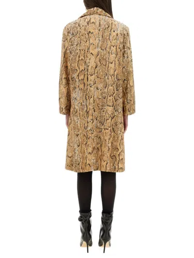Dries Van Noten Women Long Coat With Sequins In Animal Print