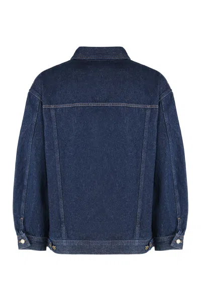 Apc Cropped Denim Jacket With Classic Collar In White