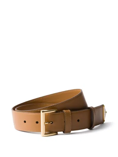 Prada Saffiano Leather Belt With Enameled Triangle Logo Accessories