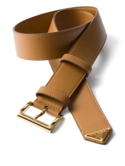 Prada Saffiano Leather Belt With Enameled Triangle Logo Accessories