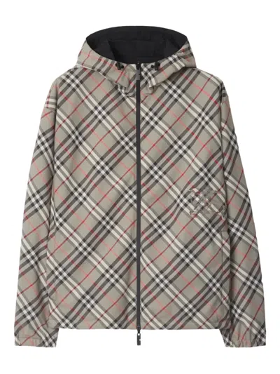 Burberry Trafford Reversible Windbreaker Jacket In Gray