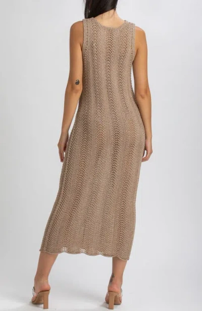 Pietro Brunelli Maternity Maternity Sleeveless Crochet Knit Fitted Maxi Hibiscus Dress In Metal Shining