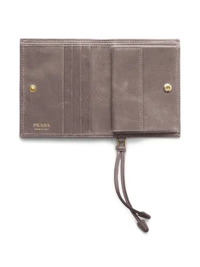 Prada Small Logo-detail Wallet In Brown