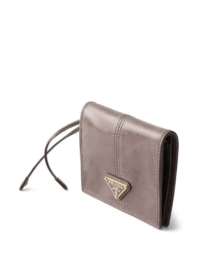 Prada Small Logo-detail Wallet In Brown