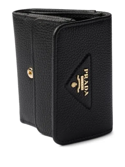 Prada Small Leather Wallet In Black