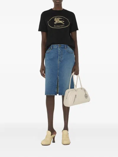 Burberry Black T-shirt With Equestrian Knight Design