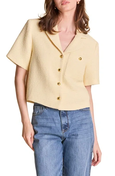 English Factory Short Sleeve Tweed Shirt In Butter Yellow In Yellow