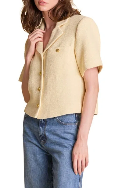 English Factory Short Sleeve Tweed Shirt In Butter Yellow In Yellow